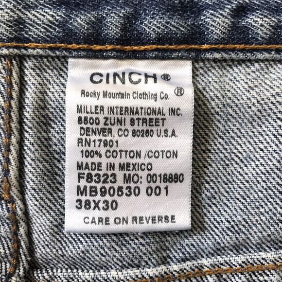 Cinch Men Green Label Relaxed Fit Blue Jeans 38 X 30 Tapered Western Ranch Denim - Picture 5 of 13